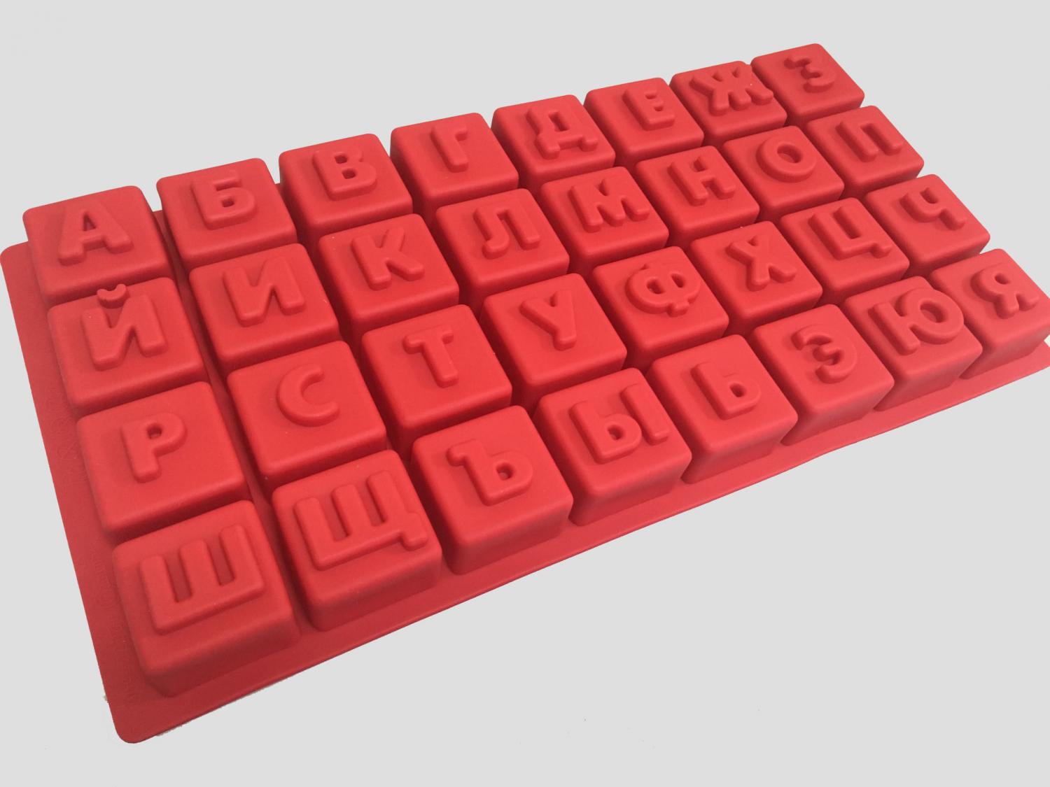 Силиконовая Форма для шоколада Буквы Кубики, Алфавит, 36*18*2.5см, ячейка 3.5*3.5*2.5см
