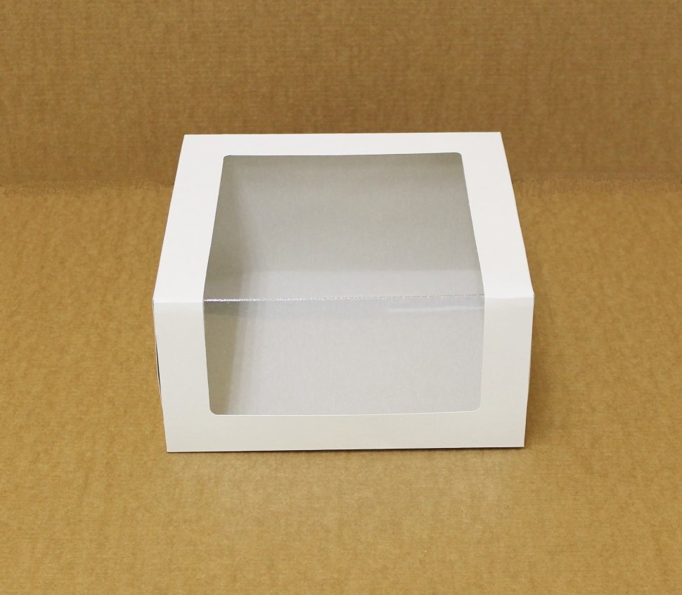 Коробка для торта с окном  22.5*22.5*11 см, белая/белая