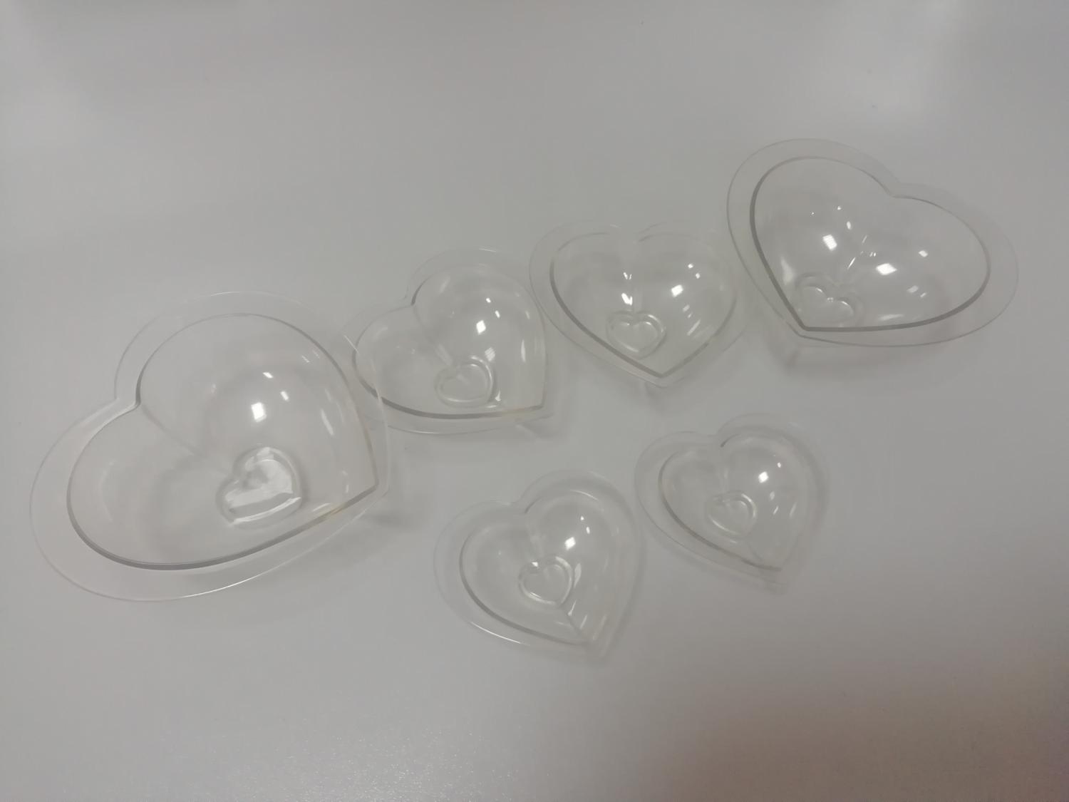 Поликарбонатные формы для шоколада Три Сердца, 9х9, 6х6, 5х5 см, двойные, 3 шт