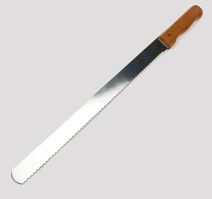 Нож для бисквита, крупные зубцы, лезвие 25 см (дерев. ручка)