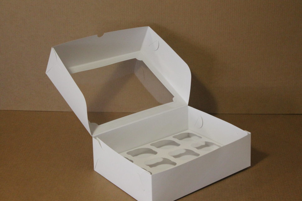 Коробка для 12 капкейков 35*25*10 с окном, белая
