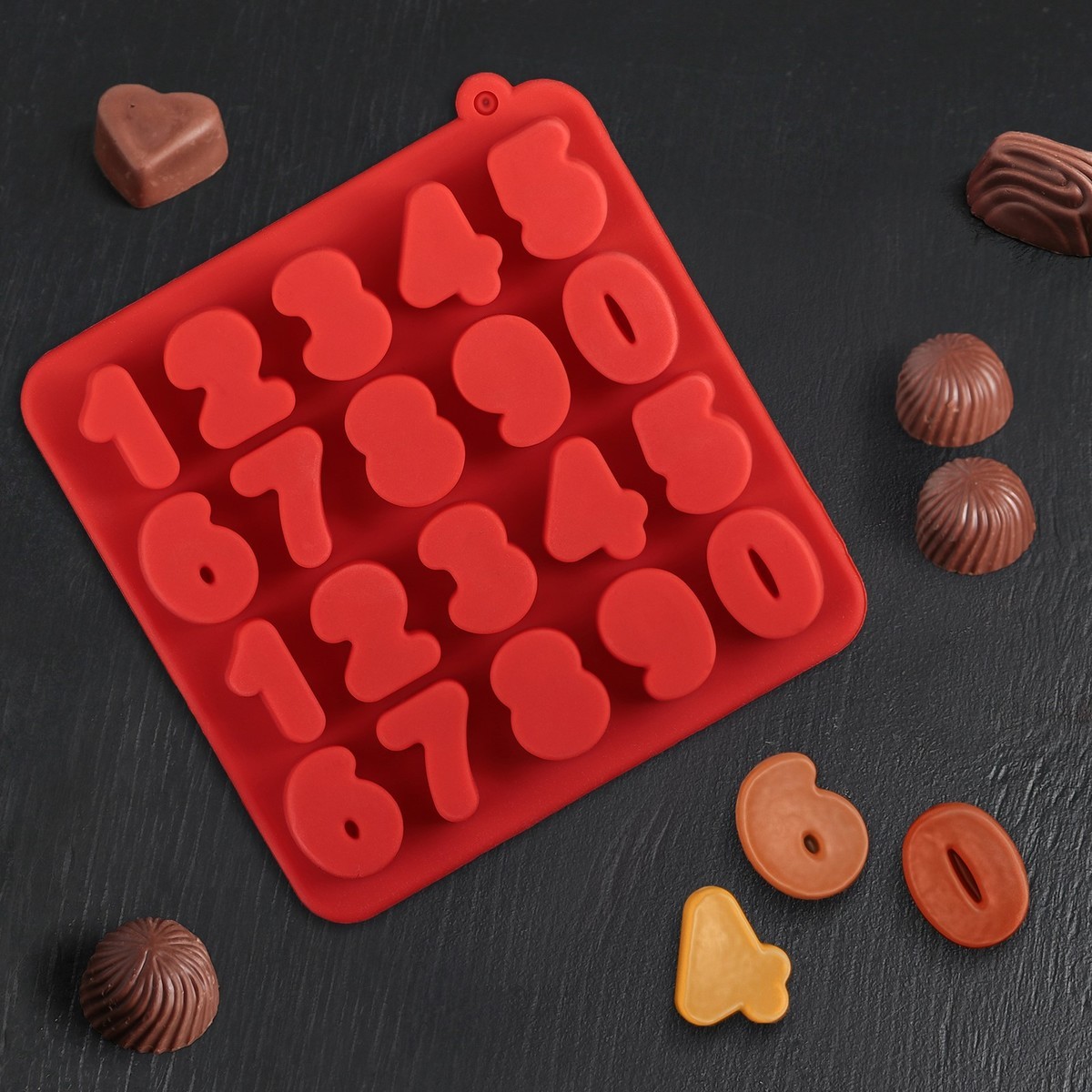 Силиконовая форма для шоколада Цифры, двойной набор h=3 см
