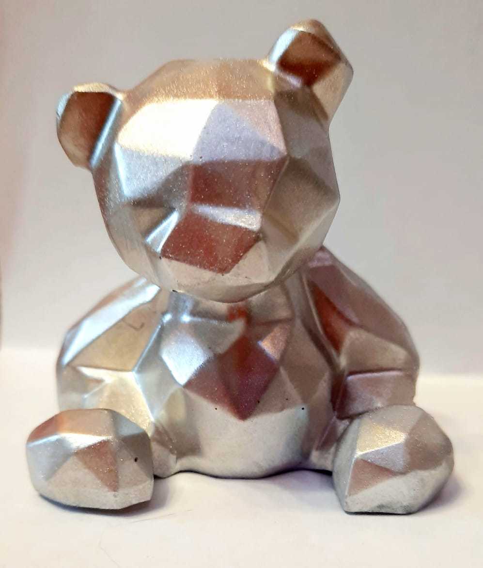 Фигурка из шоколадной глазури Геометрический Мишка 70 гр, h=5.5 см (серебро)