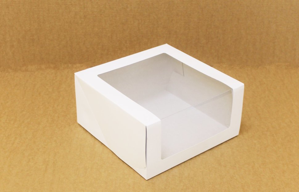 Коробка для торта с окном  18*18*10 см, белая/белая